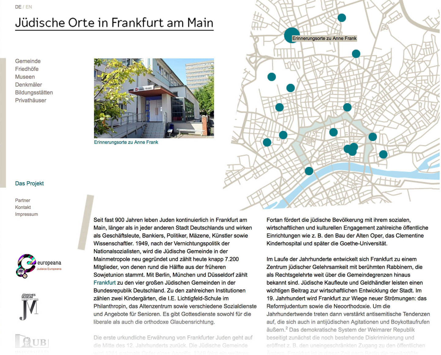 Website / Jüdische Orte in Frankfurt am Main